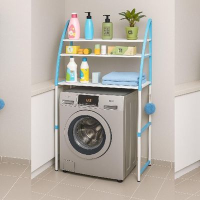 Rack Portatil Organizador 3 Prateleiras Lavanderia Banheiro Utilidades Maquina Lavar Casa Azul