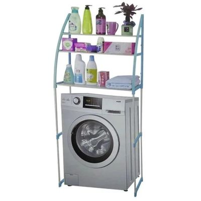 Rack Portatil Organizador 3 Prateleiras Lavanderia Banheiro Utilidades Maquina Lavar Casa Azul