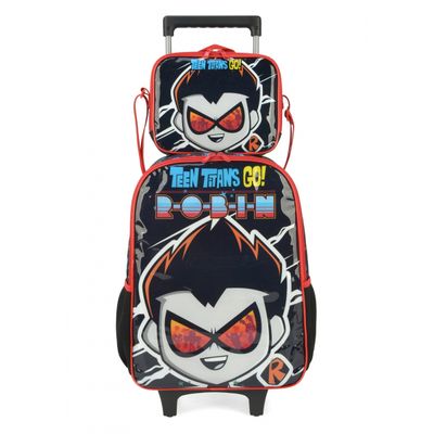 Mochila Rodas Lancheira Infantil Luxcel TeensTitans 37872 Preto