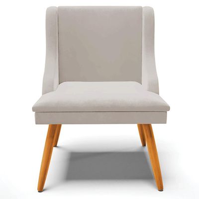 Kit 2 Cadeiras Decorativas Sala de Jantar Pés Palito de Madeira Firenze Veludo Cinza/Natural G19 - Gran Belo
