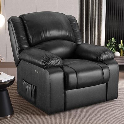 Poltrona do Papai Reclinável Sala de Cinema Madrid Power Touch Massagem USB PU Preto Brilho  G26