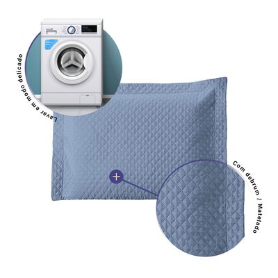 Porta Travesseiro Avulso 70cm x 50cm 1 Peça Prime Ultrassônico 100% Poliéster - Azul Bebê
