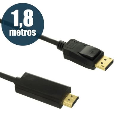 Cabo Conversor Displayport para HDMI HDTV Cabo 1.8m 1080p