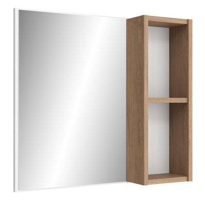 Armário Para Banheiro Com Espelho 60cm Ramona B06 Branco Carvalho - Lyam Decor