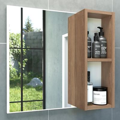 Armário Para Banheiro Com Espelho 60cm Ramona B06 Branco Carvalho - Lyam Decor