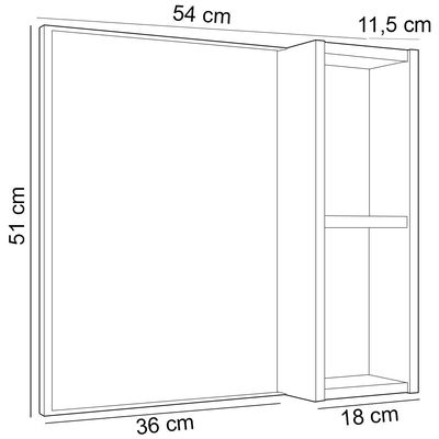 Armário Para Banheiro Com Espelho 60cm Ramona B06 Branco Carvalho - Lyam Decor