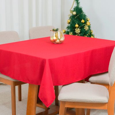 Toalha de Mesa 4 Lugares Oxford Maquinetado Natal Vermelha