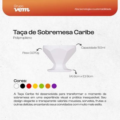 Taça de Sobremesa Caribe 150ml Vermelha em Polipropileno