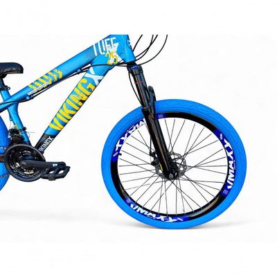 Bicicleta Aro 26 Vikingx Tuff Câmbios Shimano Freio Hidráulico 21v Freeride Aro Vmaxx Flame Azul-preto X25