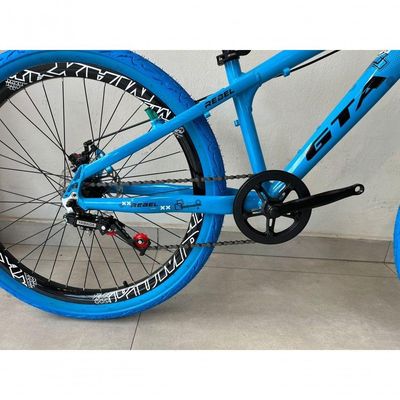Bicicleta Aro 26 Gta Rebel Freeride Downhill Single Aros Vmaxx Freio A Disco Pneu Flame Azul