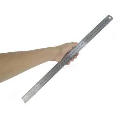 Régua Escolar Metal Aço Inox 50cm