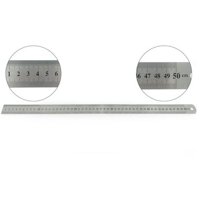 Régua Escolar Metal Aço Inox 50cm
