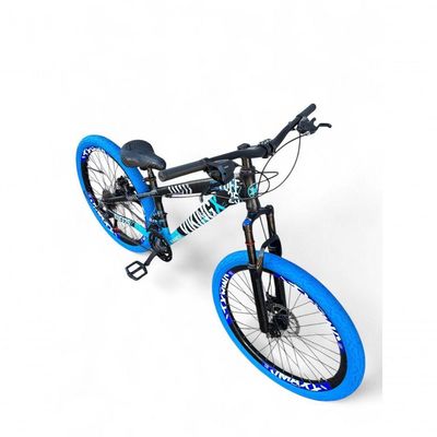 Bicicleta Aro 26 Vikingx Tuff Freeride 21v Aro Vmaxx Freio A Disco Garfo Suspensão Pneu Flame preto-Azul X25