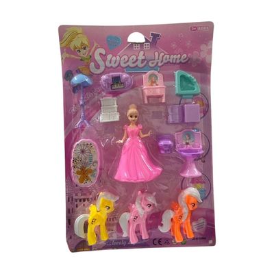 Conjunto com Boneca Pôneis e Acessórios - Rosa
