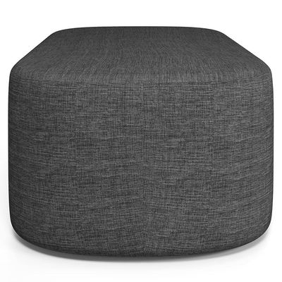 Kit 02 Puffs Decorativos Orgânico para Living Quarto 100cm Doha W01 Linho Cinza Escuro - Lyam Decor