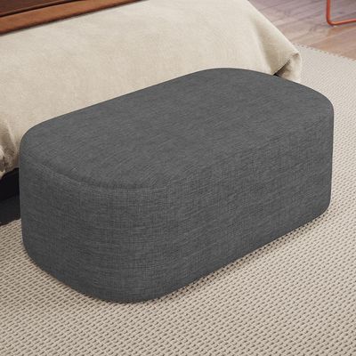 Kit 02 Puffs Decorativos Orgânico para Living Quarto 100cm Doha W01 Linho Cinza Escuro - Lyam Decor
