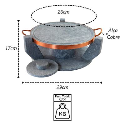 Churrasqueira Pedra Sabão Grelha Funda Sem Tampa P 26cm