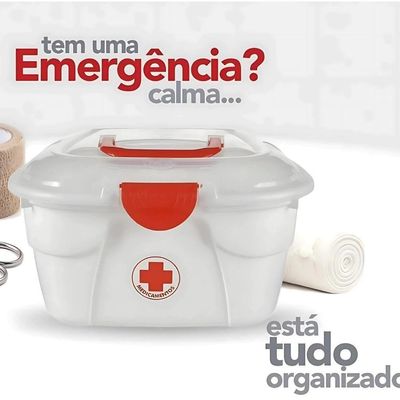 Maleta Primeiros Socorros Caixa Organizador Remedios Porta Medicamentos Com Alca Curativo Enfermagem
