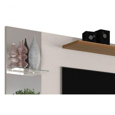 Painel Para Tv Intense Off White Com Damasco - Lukaliam Móveis