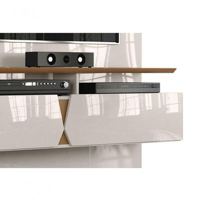 Painel Para Tv Intense Off White Com Damasco - Lukaliam Móveis