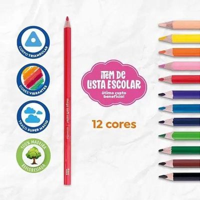 Lápis De Cor Mega Soft Color - 12 Cores - Tris