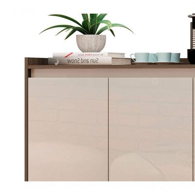 Buffet Aparador Retrô Delux 3 Portas Malbec Com Off White - Moveisaqui