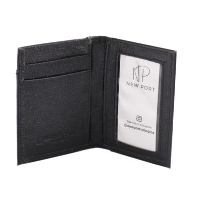Carteira de Couro Masculina Porta Cartão Casual New Port
