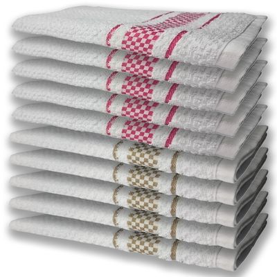 10 Panos de Prato Atoalhado Felpudo Premium 5 Rosa 5 Marrom