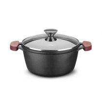 Caçarola De Ferro Fundido C/ Tampa de Vidro Forno e Fogão 24cm 4,0L MTA 8342