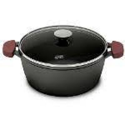 Caçarola De Ferro Fundido C/ Tampa de Vidro Forno e Fogão 24cm 4,0L MTA 8342