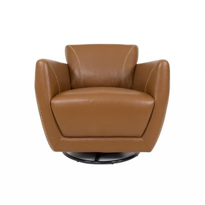 Poltrona Decorativa Valentina Sala de Estar Giratória Couro Caramelo Brilho G40 - Gran Belo