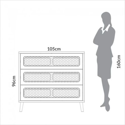 Cômoda 3 Gavetas em MDF Palha Freijó 105x96x45 cm Dalla Costa