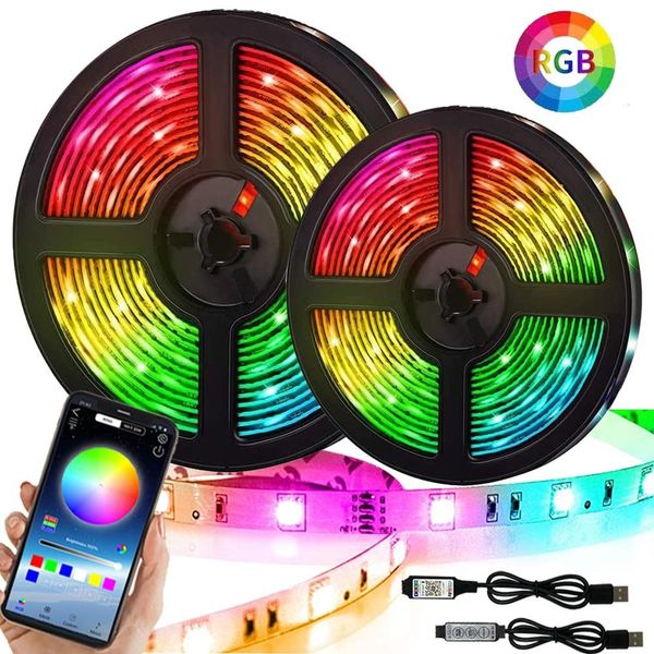 Fita LED RGB 5050 com Controle Bluetooth 3 Teclas USB 5V 3 Chaves - 1M / multicolor