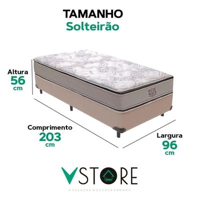 Cama Box Solteirão E Colchão Four Season Molas V-store Bege