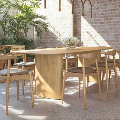 Mesa De Jantar Orgânica Tivoli 270cm X 110cm 10 Lugares Lamina Cinamomo Damasco