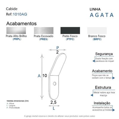 Cabide Para Banheiro Preto Fosco Agata Grego Metal