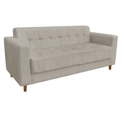 Sofá 03 Lugares Arezzo Suede Marrom Castanho
