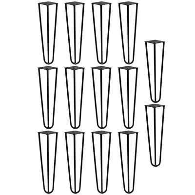 Kit 14 Pés de Metal 30 CM Hairpin Legs Mesa de Canto Rack e Puffs Preto G41