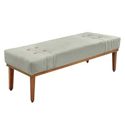 Recamier Decorativo 195cm Kors Veludo Pés de Madeira Prata - Gran Belo