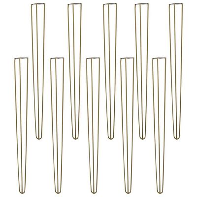 Kit 10 Pés de Metal 90 CM Hairpin Legs Aparador e Mesa de Canto Dourado