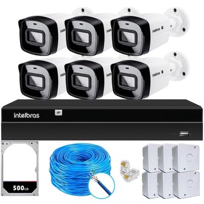 Kit CFTV Intelbras NVD 1408P 6 Câmeras IP e HD 500GB