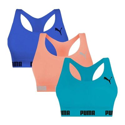 Kit 3 Tops Puma Nadador Sem Costura Feminino P / Azul