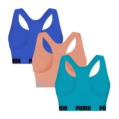 Kit 3 Tops Puma Nadador Sem Costura Feminino P / Azul