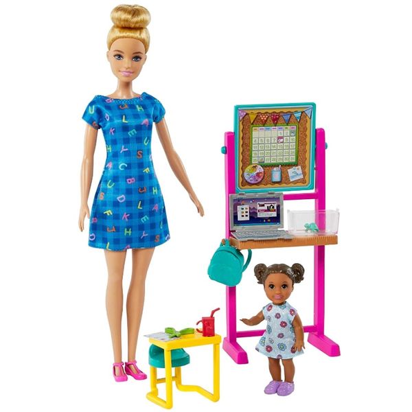 Boneca Barbie Profissões Professora Loira Móveis e Acessórios HCN19 Mattel