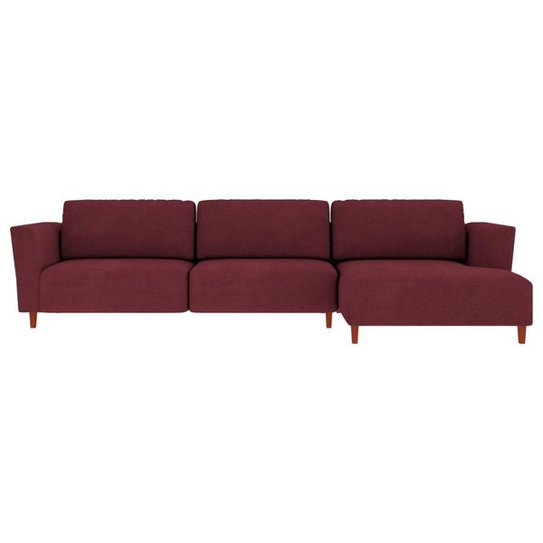 Sofá 285cm com Chaise Direita Franz Suede Bordô - Gran Belo