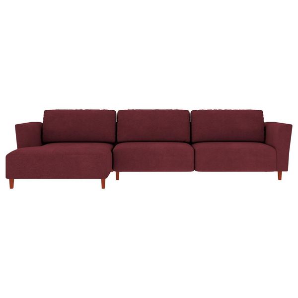 Sofá 345cm com Chaise Esquerda Franz Suede Bordô - Gran Belo