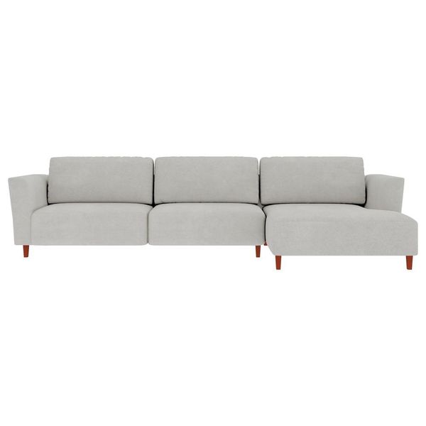Sofá 285cm com Chaise Direita Franz Suede Cinza - Gran Belo
