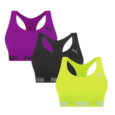 Kit 3 Tops Puma Nadador Sem Costura Feminino M / Roxo/Verde