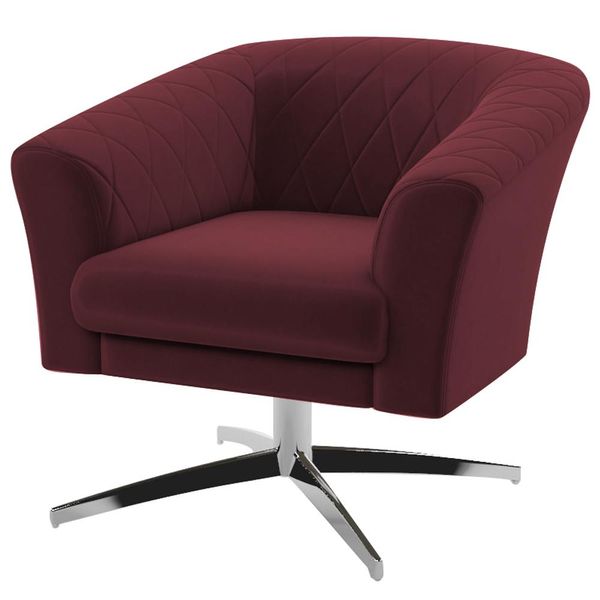Poltrona Decorativa Sala de Estar Gizé Suede Bordô - Gran Belo