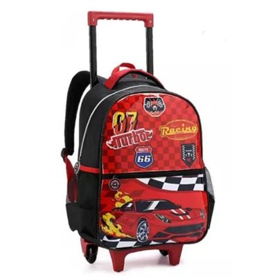 Kit Mochila Rodinhas Carro Turbo 07 Estojo Lancheira Escolar Racing Infantil Denlex